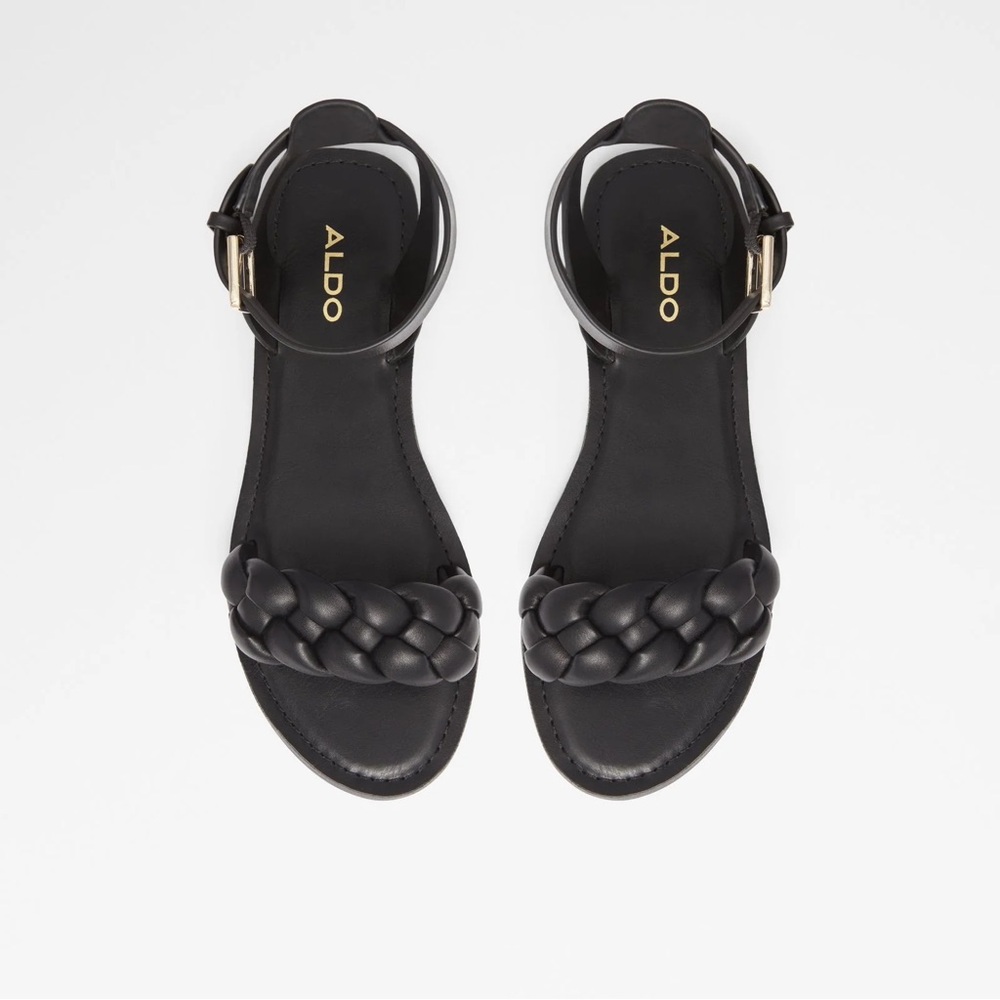 Black Braided Strap Sandals